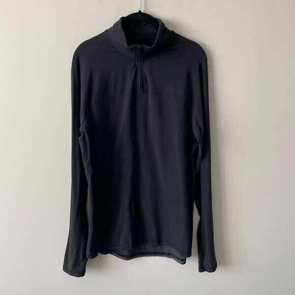 Lululemon Soft Jersey 1/2 Zip Long Sleeve Activewear T-Shirt Black Medium - Picture 2 of 7